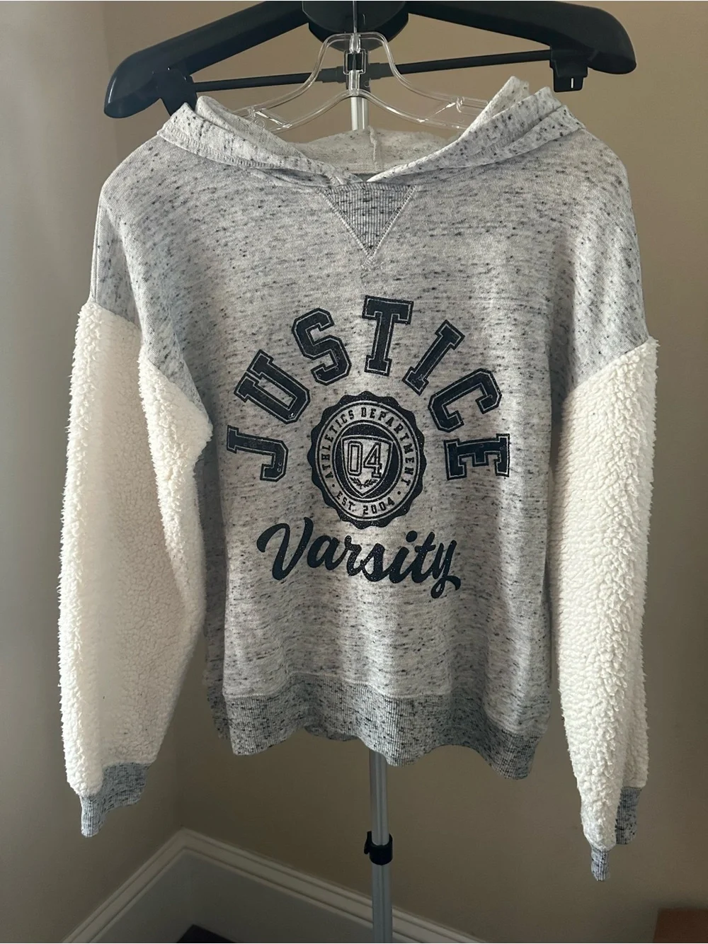 Justice Gray & Cream Varsity Pullover Hoodie